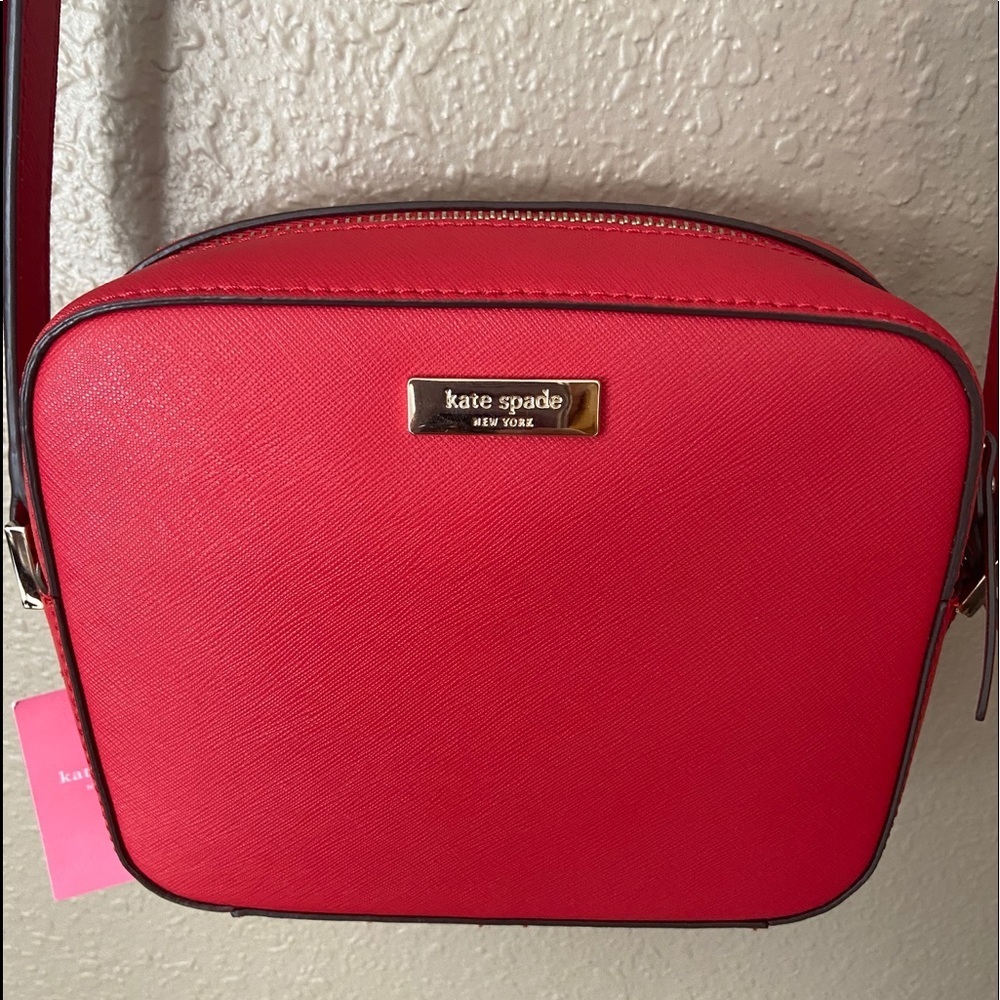 kate spade  leather cammie crosshatched crossbody - Picture 2 of 7